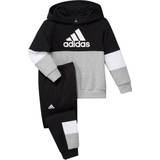 adidas Kid's Fleece Hooded Track Suit - Black/Grey