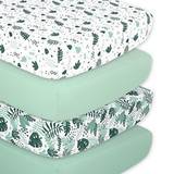 The Peanutshell Fitted Crib Sheets 4 Pack Set Botanical Leaf 28x52"
