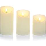 Premier Decorations 3 Pack Flicker Bright Cream Textured wilko LED Candle