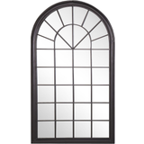 Beliani Mirrors Beliani Vintage Wall-Mounted Arched Window Shape Metal Frame Black Trevol Black Wall Mirror