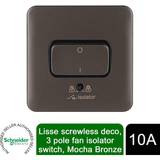 Motor & Safety Switches Schneider Electric Lisse Isolator Switch 3 Pole 10AX GGBL1013BMB Mocha Bronze
