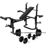 vidaXL Weight Bench Set with Weight Stand Barbell & Dumbbells 60.5kg