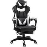 Padded Armrest Gaming Chairs Equinox Ergonomic Reclining Gaming Chair with Footrest - White/Black