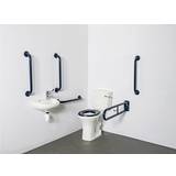 Close coupled Doc M toilet pack steel exposed fixings dark blue