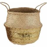 With Handle Baskets Premier Housewares Gold Sequin Small Seagrass Basket