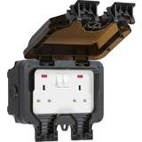 Wall Outlets Knightsbridge IP66 13A 2G DP switched socket with neons Black