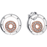 Pandora Signature Two-tone Logo Circles Stud Earrings - Silver/Rose Gold/Transparent