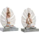 Dkd Home Decor Dekorativ Grå Hvid Harpiks Yoga Moderne (16 x 7,5 x 21 cm) (2 enheder) Figurine