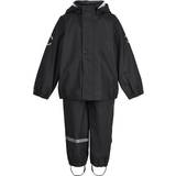 Black Rain Sets Children's Clothing Mikk-Line PU Rain Set with Braces - Black (33145)