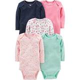 Multicoloured Bodysuits Carter's Baby Girl's Long-Sleeve Bodysuit pack-5 - Pink/Navy/Mint Green Floral