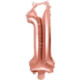 PartyDeco Foil Balloon Number 1 35cm Rose Gold