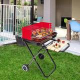 OutSunny Foldable Barbecue Grill with Wheels Black