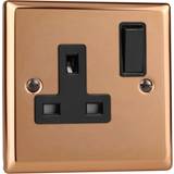 Wall Outlets Varilight Polished Copper 1-Gang 13A Double Pole Switched Socket XY4B.CU