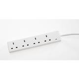 White Power Strips & Branch Plugs SMJ 13AMP 4 Sockets Extension Lead 2mtrs White