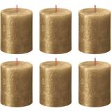 Bolsius 4x Rustic Pillar Gold Home Holiday Party Candle