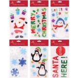 Plastic Stickers Set of 6 x Christmas Xmas Rectangle Window Gel Jelly Stickers Decals Decorations