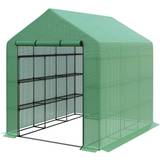 Stainless steel Freestanding Greenhouses OutSunny Portable Greenhouse 8x6ft Stainless steel Plastic