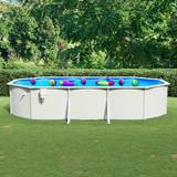 vidaXL Swimming Pool with Steel Wall Oval 610x360x120 cm White
