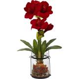 Glass Artificial Plants Nearly Natural Amaryllis w/Vase Artificial Plant