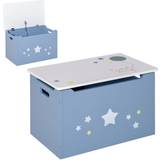 MDF Storage Boxes Kid's Room Homcom Kid's Storage Chest with Safety Hinge Handles Air Vents