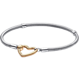 Pandora Men Bracelets Pandora Moments Heart Closure Snake Chain Bracelet - Silver/Gold