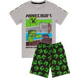 Minecraft Boy's Short Pyjama Set - Heather Grey/Black/Green