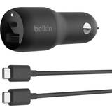 Belkin Cell Phone Chargers Batteries & Chargers Belkin Dual Car Charger with PPS 37W USB-C Cable with Lightning Connector