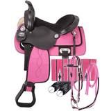 Pink Horse Saddles Tough-1 Youth Trail Saddle5 Piece Package 13inch - Pink