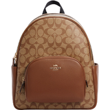 Leather Backpacks Coach Court Backpack In Signature Canvas - Gold/Khaki Saddle