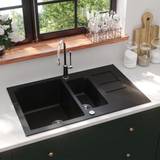 vidaXL Granite Kitchen Sink Double Basins