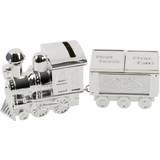 Bambino Silver Plated Train Money Box with 1st Tooth Curl