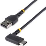 USB Cable Cables StarTech 3ft 1m USB A to C Charging Cable Right Angle - Heavy Duty Fast Charge USB-C Cable - Black 2.0 Type-C