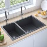 Black Kitchen Sinks vidaXL Kitchen Sink Drop-in Utility Inset Sink