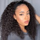 Eooma Curly Hair Wig with Headband 16 inch Natural Black