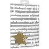 Silver & Gold Star & Stripes Birthday Gift Wrap Wrapping Paper x 2 with Tags