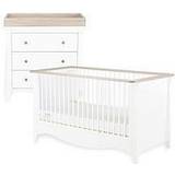 Chests Kid's Room CuddleCo Clara 2Pc Set 3 Drawer Dresser Cot Bed Driftwood