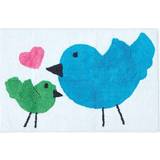 Homescapes Cotton Tufted Washable Blue Green Birds Pink Heart Kids Rug