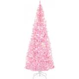 Metal Christmas Decorations Homcom 7 ft Tall Prelit Pencil Slim Artificial Christmas Tree 213.4cm