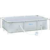OutSunny Rectangular Steel Frame Pool with Filter Pump 2.52x1.52x0.65m