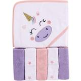 Luvable Friends Baby Girl Hooded Towel with Five Washcloths Unicorn One Size