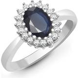 Jewelco London Classic Royal Cluster Ring - White Gold/Sapphire/Diamonds