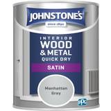 Johnstones Wood Paints Johnstones Interior Wood Metal Quick Dry Satin Paint Wood Paint Grey 0.75L