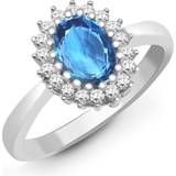 Jewelco London Classic Royal Cluster Ring - White Gold/Topaz/Diamond