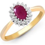 Jewelco London Classic Royal Cluster Ring - Gold/Silver/Ruby/Diamonds