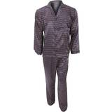 Universal Textiles Mens Traditional Patterned Long Sleeve Satin Shirt & Bottoms Pyjamas/Nightwear Set (XXL Chest: 46inch) (Navy)