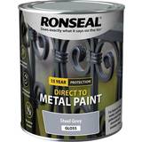Ronseal Grey - Satin Paint Ronseal Direct to Metal Paint Wood Paint Grey 0.75L