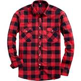 Alimens & Gentle Men's Button Down Regular Fit Long Sleeve Plaid Flannel Casual Shirts