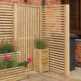 Rowlinson 4 Horizontal Wooden Natural Timber Slat Fence Panel Screen Garden