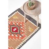 Homescapes Jaipur Handwoven Kilim Hall Brown, Orange, Yellow, Grey, Red