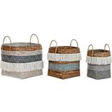 Dkd Home Decor set Cotton Bamboo Boho Basket 30cm